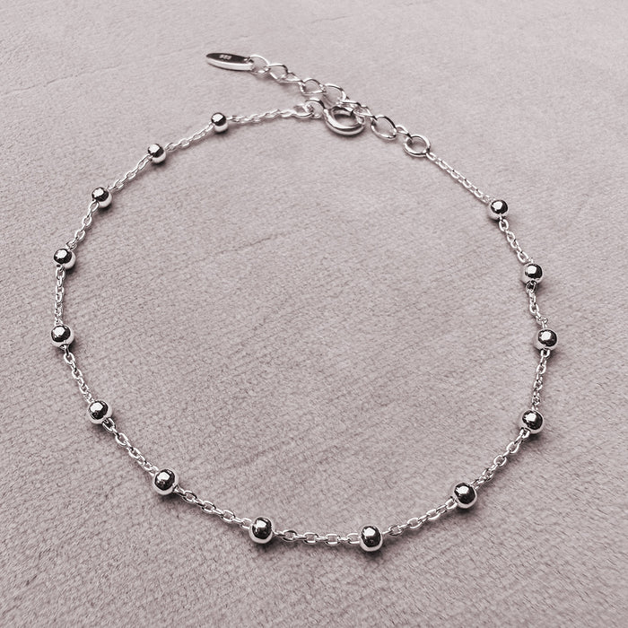 Wife Christmas Card with Dainty 925 Sterling Silver Beaded Chain Bracelet