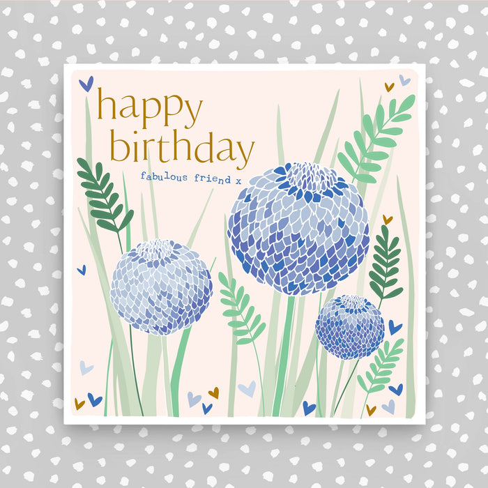 Happy Birthday Card - Blue Flowers (FB191)