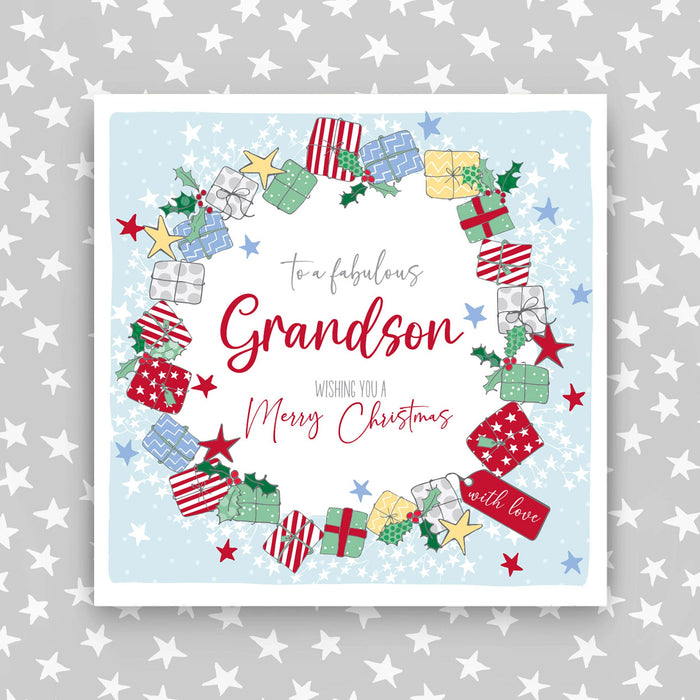 Grandson - Wreath Christmas Card (G08)