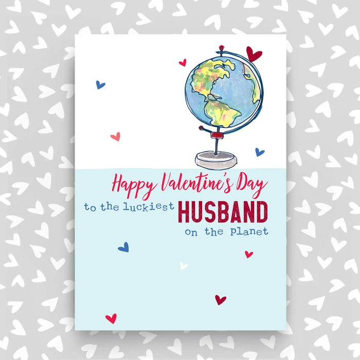 Happy Valentine's Day Card for Husband - Luckiest husband on the planet (SS69)