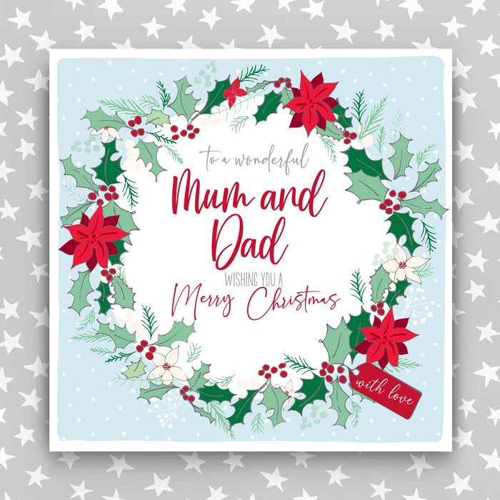 Mum & Dad - Large Wreath Christmas Card (XGAR01)