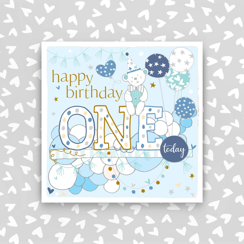 CB286 - Happy Birthday, One today in blue greeting card