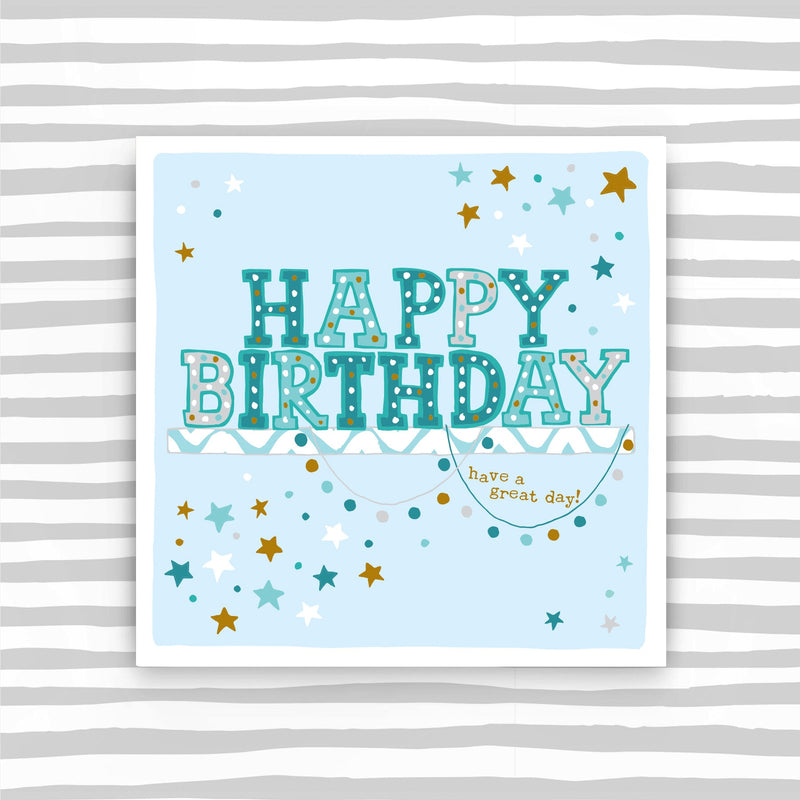 CB293 - Happy birthday - floating shelf on light blue greeting card