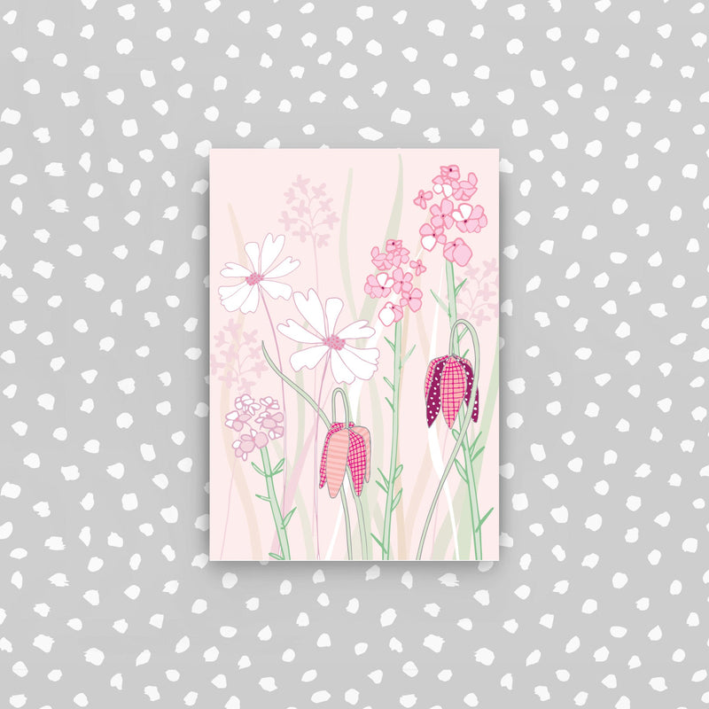 D41 - Flowers on pink mini card