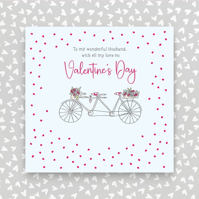 To my wonderful husband with all my love on Valentine's Day Greeting Card - tandem bike (GR90)