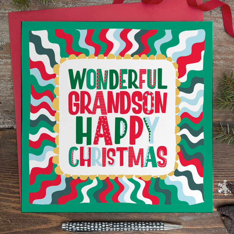 Large Christmas Card To a Wonderful Grandson (LXTF07)