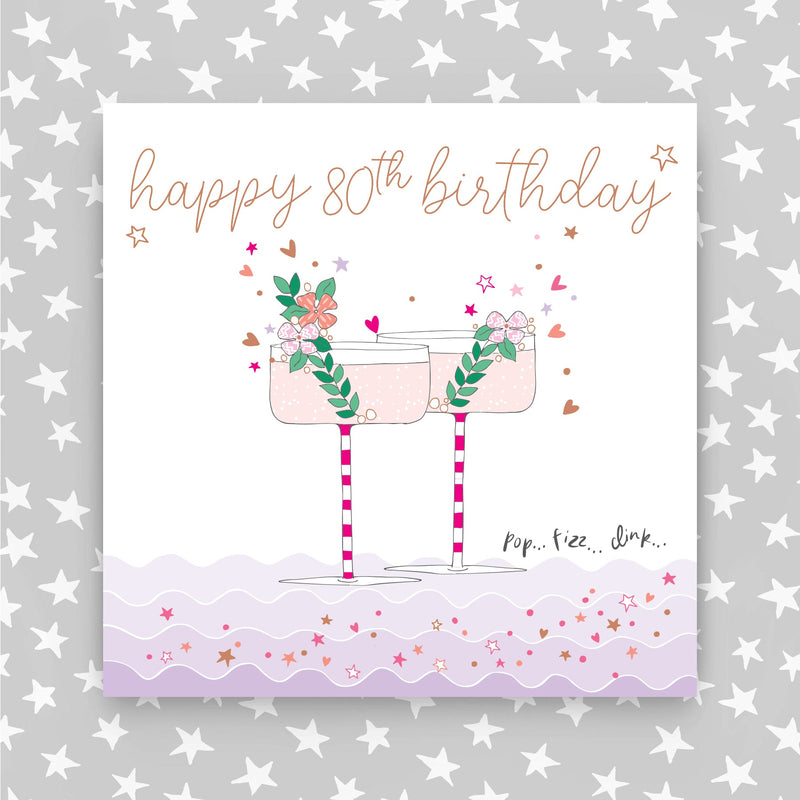 Happy 80th Birthday - Champagne Glasses Greeting Card (MA22)