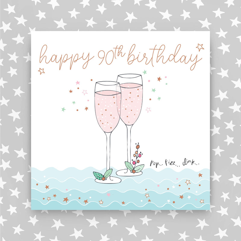 Happy 90th Birthday - Champagne Flutes Greetings Card (MA23)