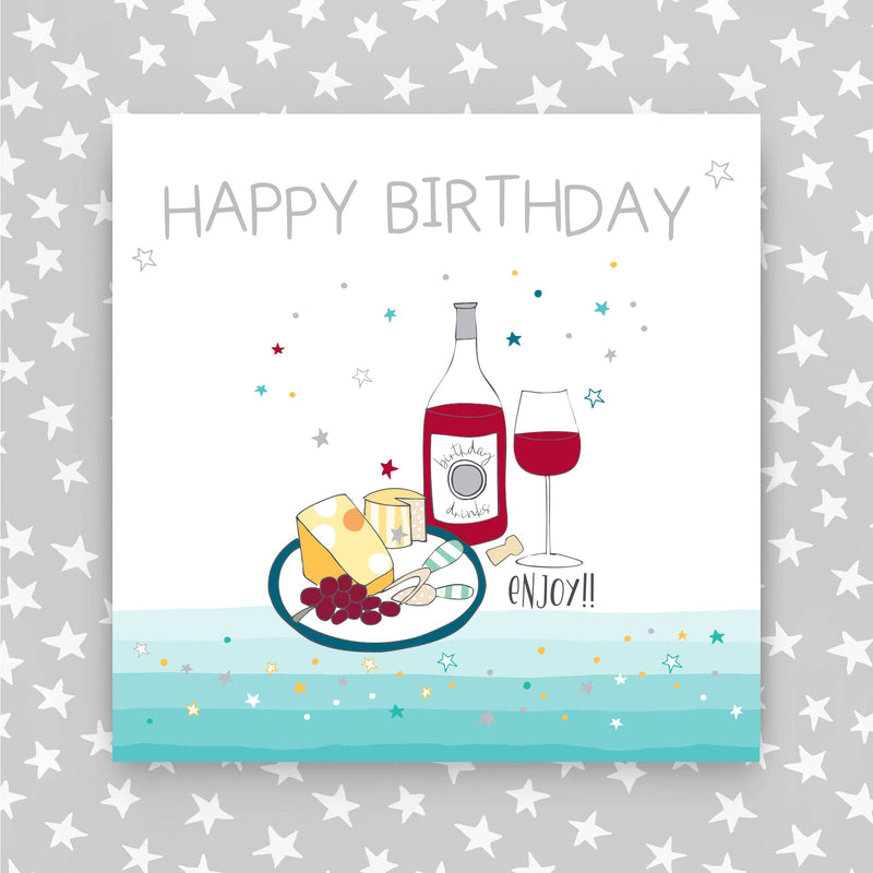 Male Happy Birthday Cheese & Wine Greeting Card (MA29)