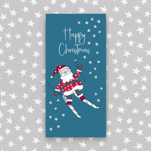 Money Wallet - Happy Christmas Santa on Ski (MW28)