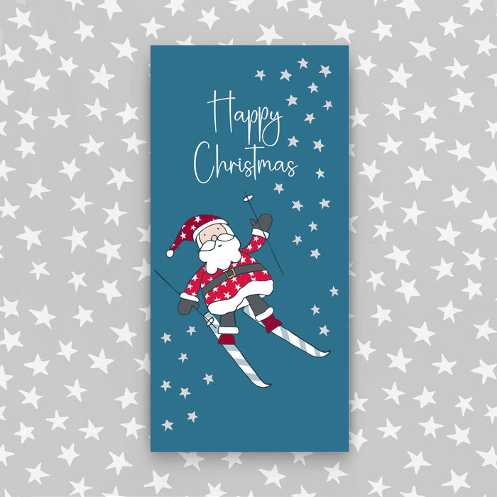 Money Wallet - Happy Christmas Santa on Ski (MW28)