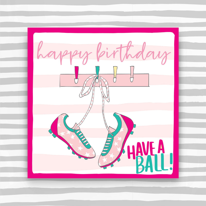Women's Football Boots - Happy Birthday Greeting Card (OC19)