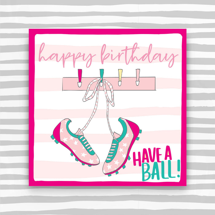 Women's Football Boots - Happy Birthday Greeting Card (OC19)