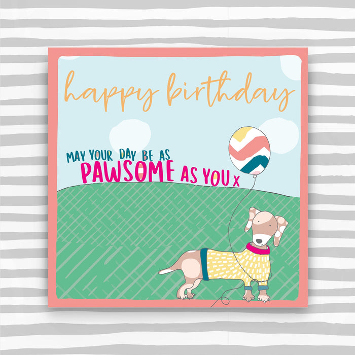 Dog with balloon - Happy Birthday Greeting Card (OC28)