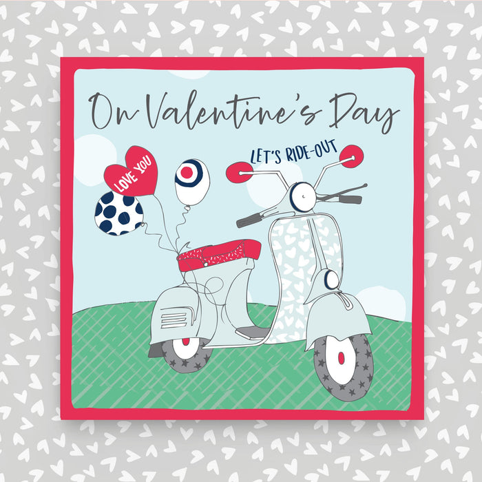 On Valentine's Day Vespa Greeting Card - Let's ride-out (OC35)