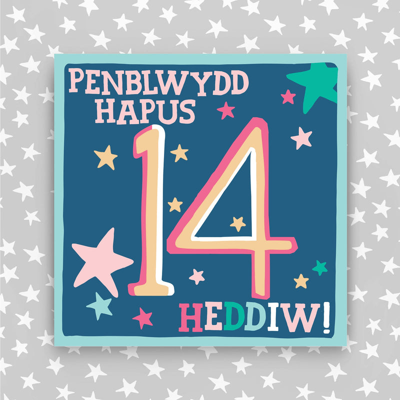 Welsh - Penblwydd Hapus 14 Heddiw - Happy Birthday 14 today card (WHH41)