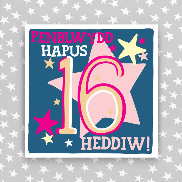 Welsh - Penblwydd Hapus 16 Heddiw - Happy Birthday 16 today card (WHH43)