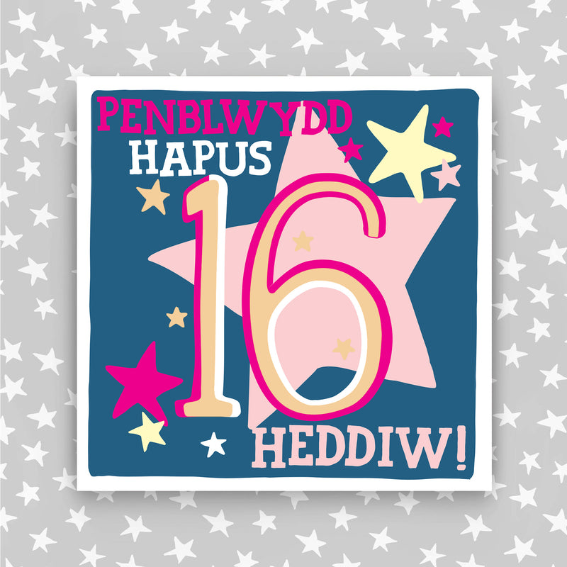 Welsh - Penblwydd Hapus 16 Heddiw - Happy Birthday 16 today card (WHH43)