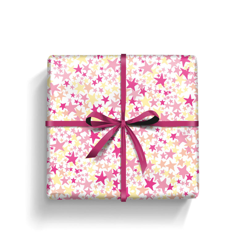 Gift Wrap - Pink Stars (2 sheets - WR71)