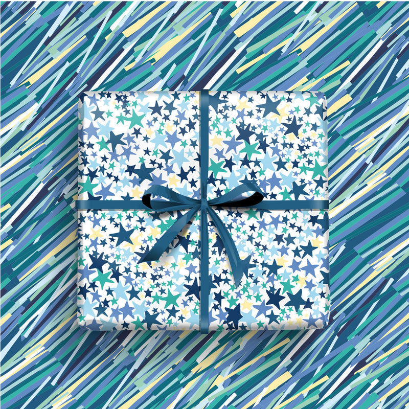 Gift Wrap - Blue Stars (2 sheets - WR72)