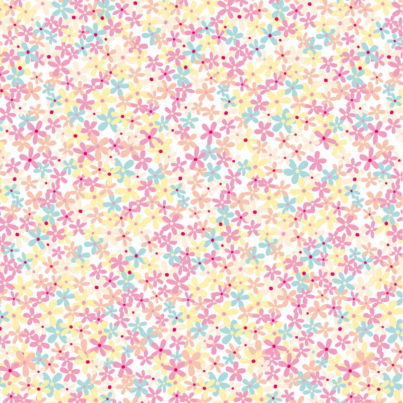 Gift Wrap - Ditsy Pink & Yellow Flowers (2 sheets - WR74)
