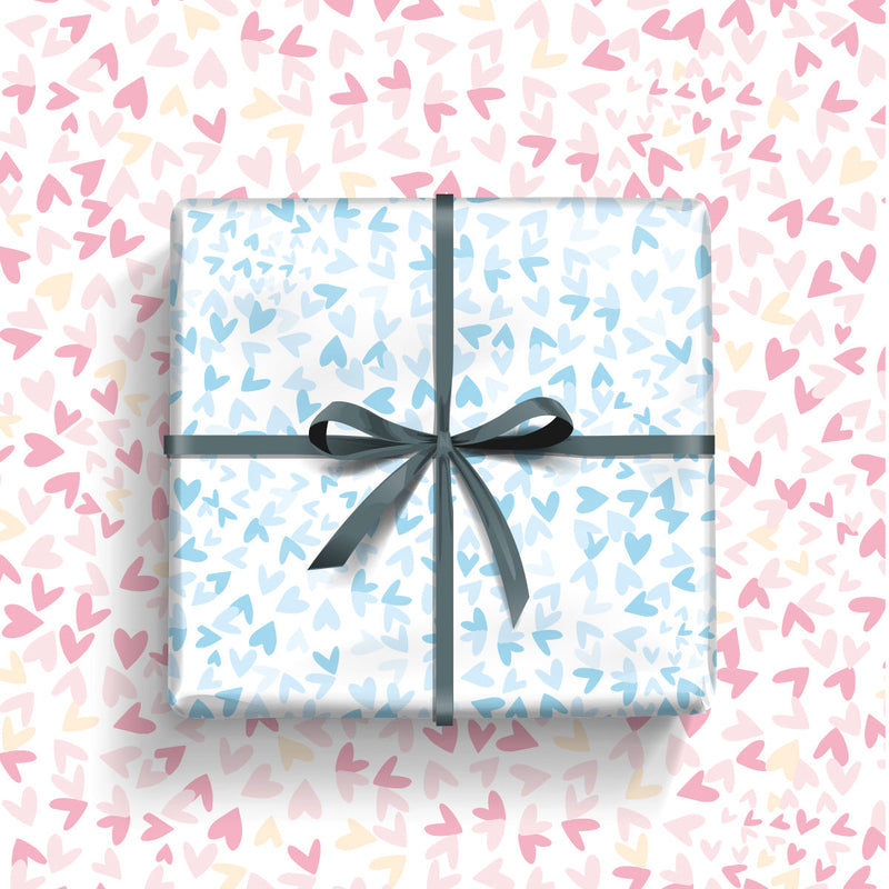 Gift Wrap - Pale Blue Hearts (2 sheets - WR77)