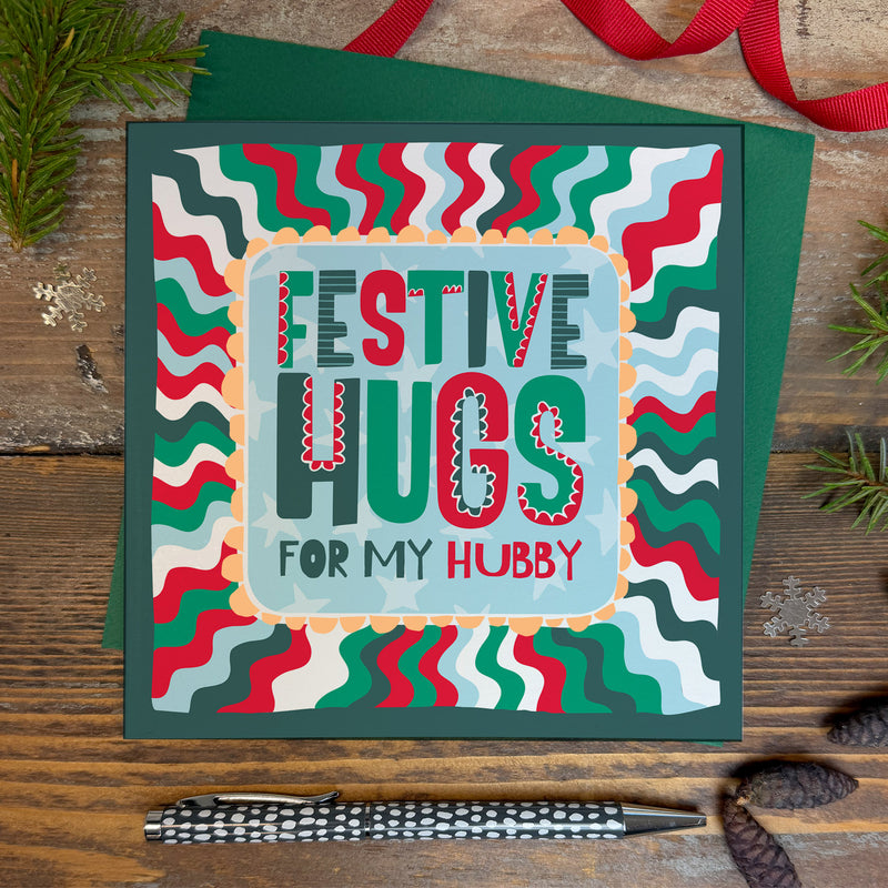 Festive Hugs for my Hubby - Husband Christmas Card (XTF02)
