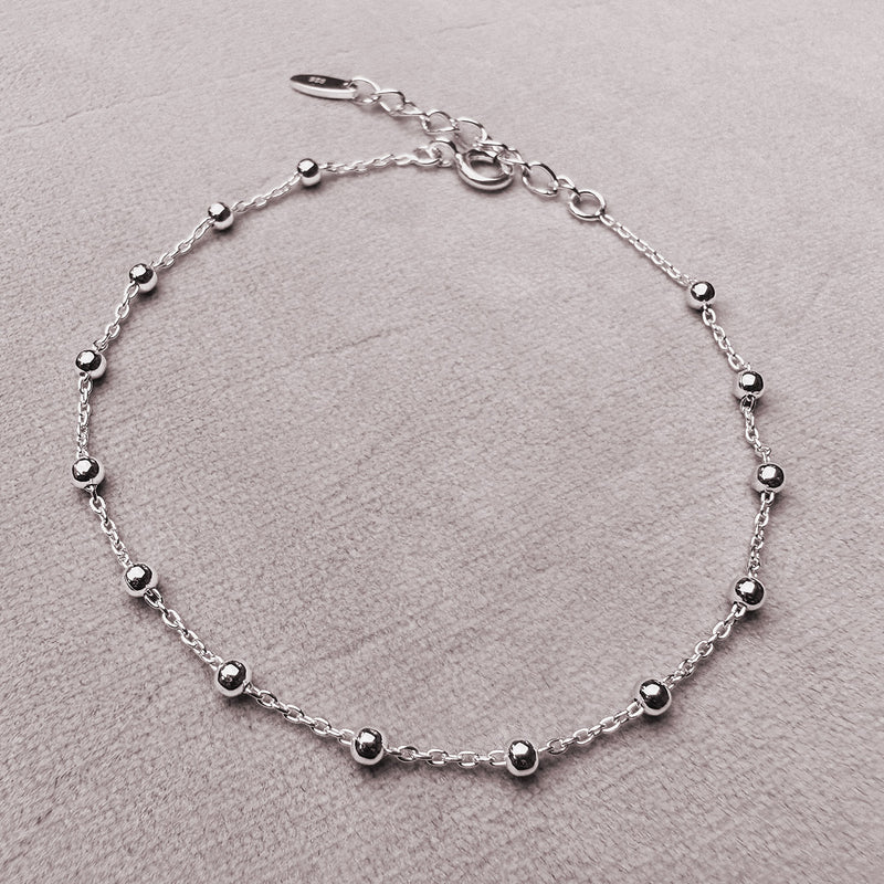 Wife Christmas Card with Dainty 925 Sterling Silver Beaded Chain Bracelet