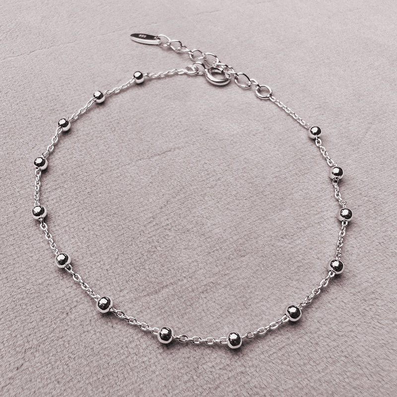 Sister Christmas Card with Dainty 925 Sterling Silver Beaded Chain Bracelet