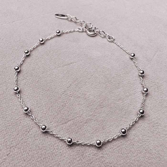 Sister Christmas Card with Dainty 925 Sterling Silver Beaded Chain Bracelet