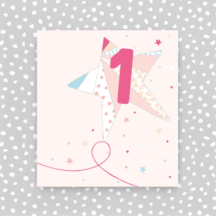 1st birthday card - Pink Star (A33)