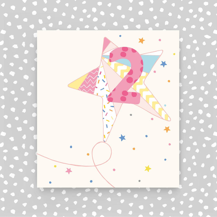 2nd birthday card - Pink Star (A34)