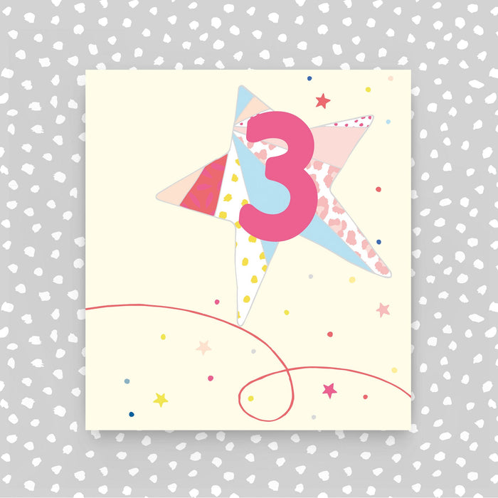 3rd birthday card - Pink Star (A35)