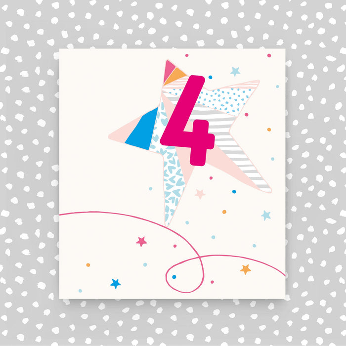 4th birthday card - Pink Star (A36)