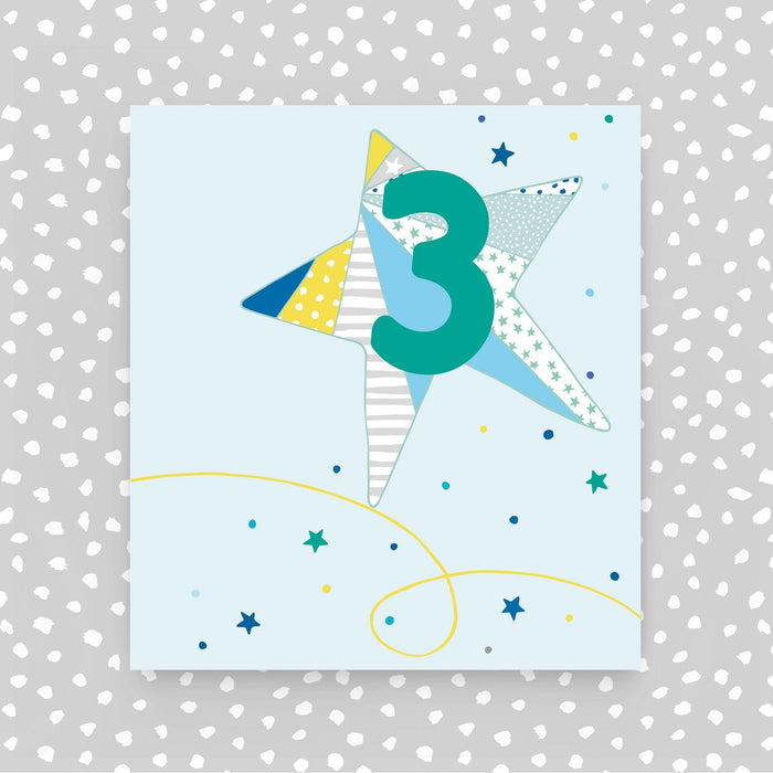 3rd birthday card - Blue Star (A40)