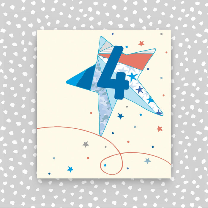 4th birthday card - Blue Star (A41)