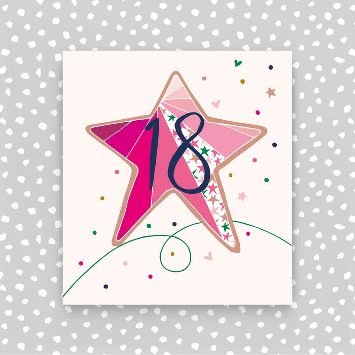 18th birthday card - Pink Star (A43)