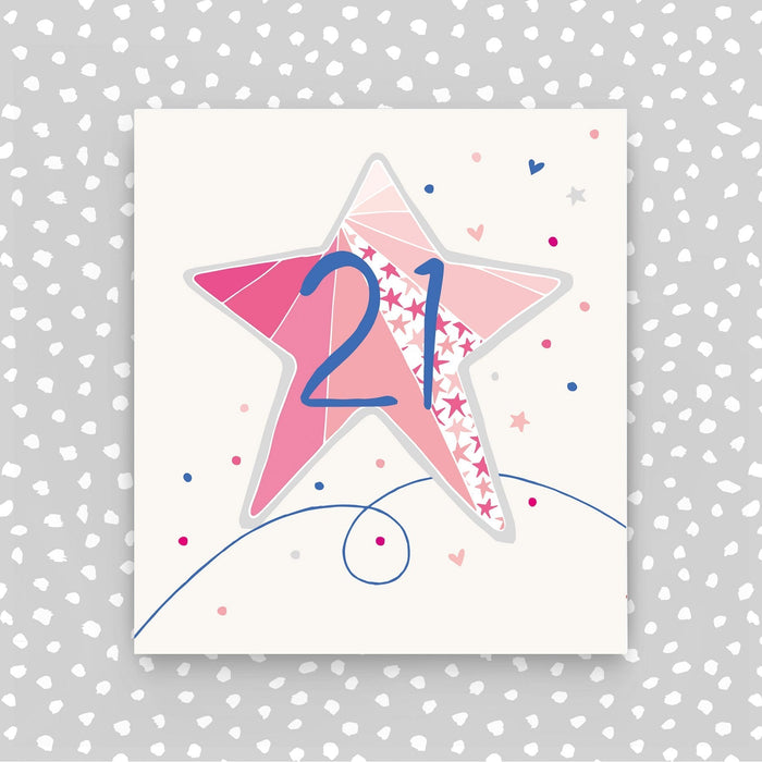 21st birthday card - Pink Star (A44)