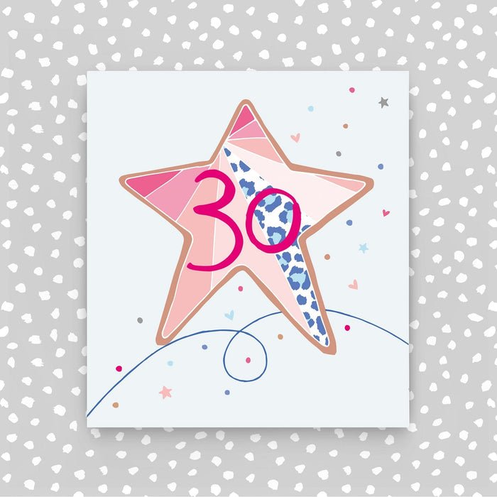 30th birthday card - Pink Star (A45)