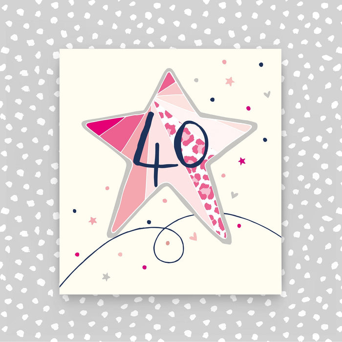 40th birthday card - Pink Star (A46)