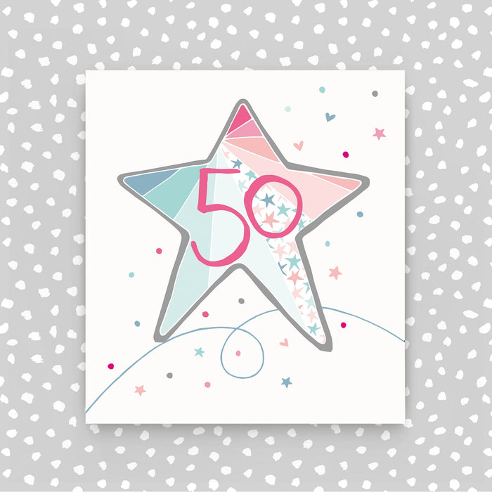 50th birthday card - Pink Star (A47)