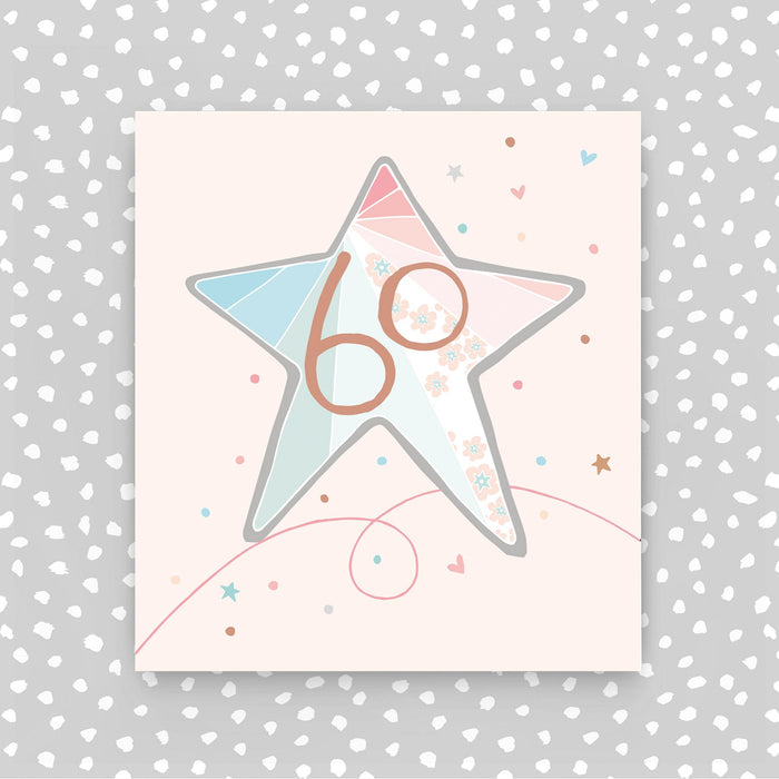 60th birthday card - Pink Star (A48)