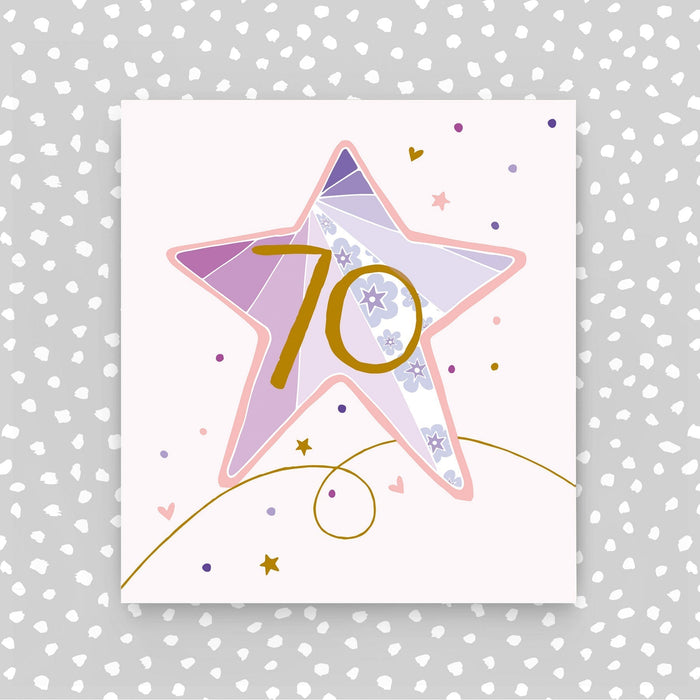 70th birthday card - Pink Star (A49)