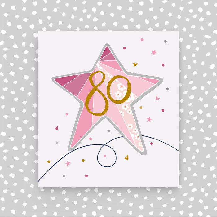 80th birthday card - Pink Star (A50)