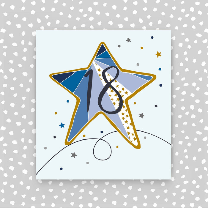 18th birthday card - Blue Star (A51)