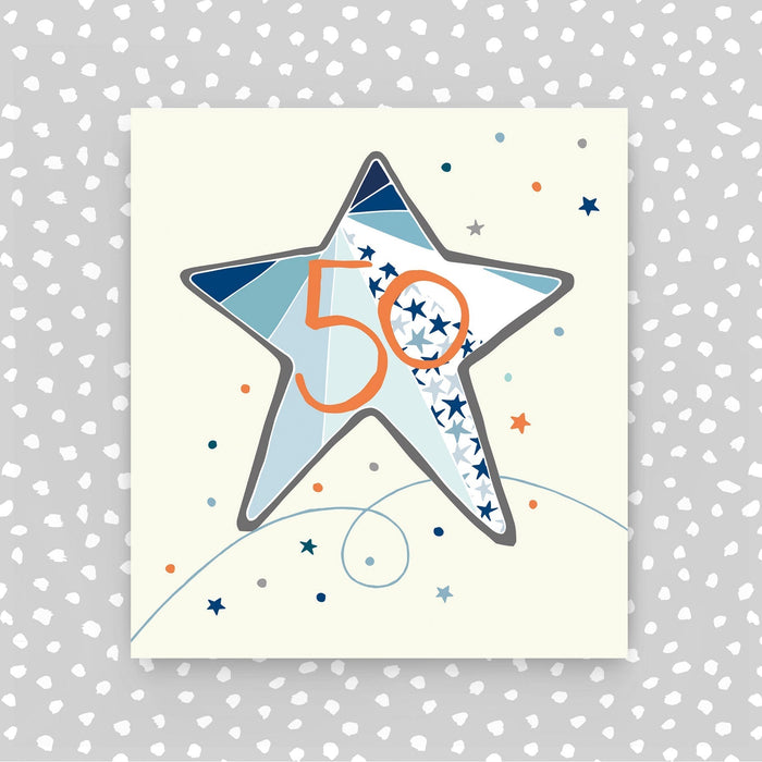 50th birthday card - Blue Star (A55)