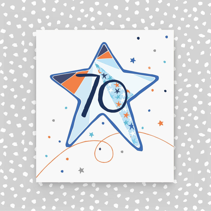 70th birthday card - Blue Star (A57)