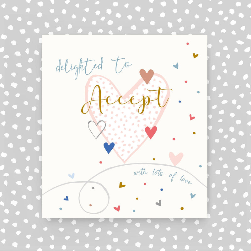 Delighted to Accept wedding card - hearts (A68)