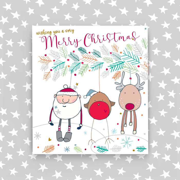 Christmas Card - Merry Christmas, Santa, Robin & Reindeer (CA18)