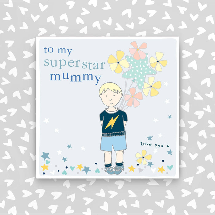 Superstar Mummy card - Little boy with balloons (CB128)
